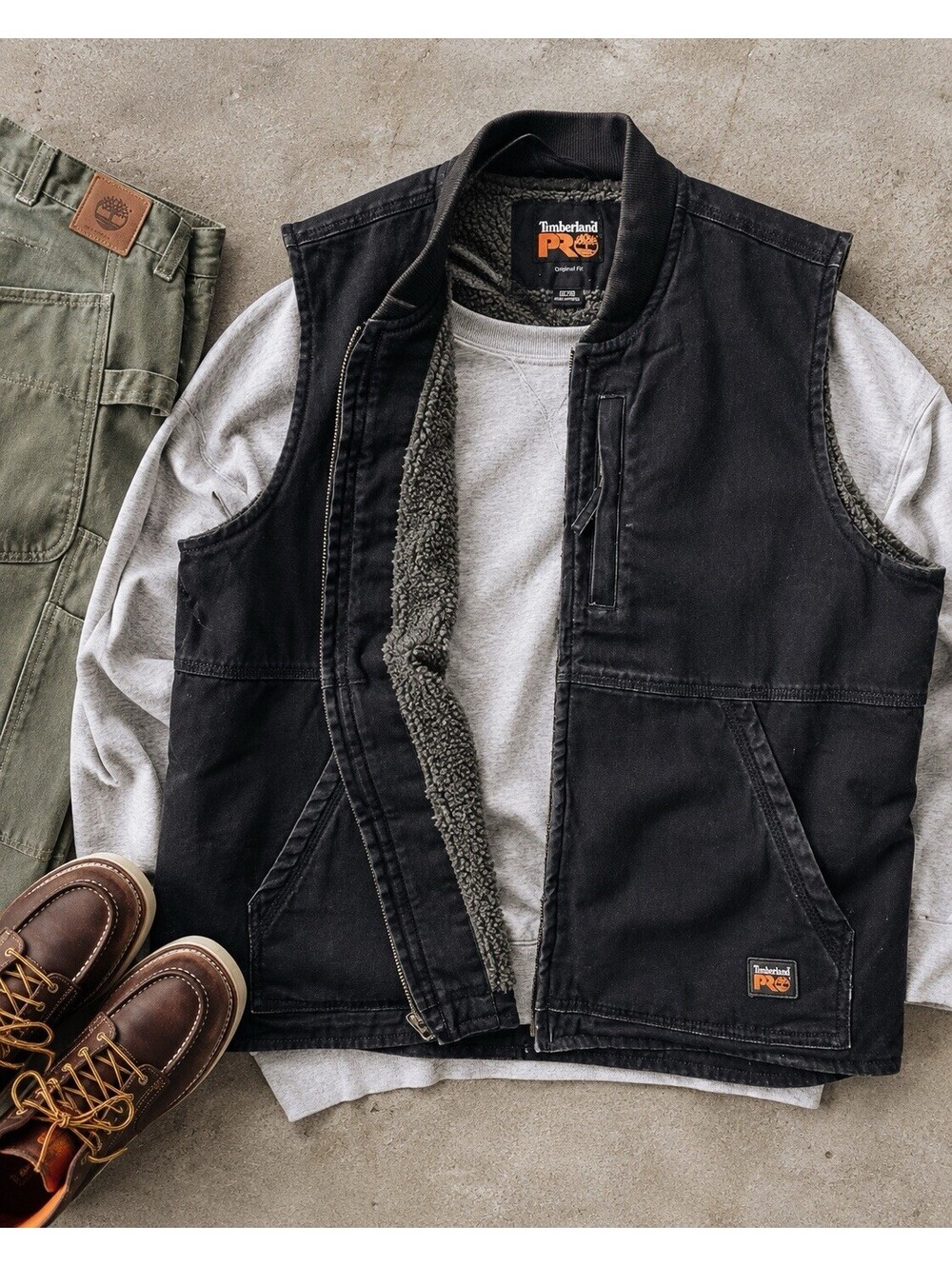 Timberland PRO Sherpa Lined Duck Canvas Work Vest XL Black